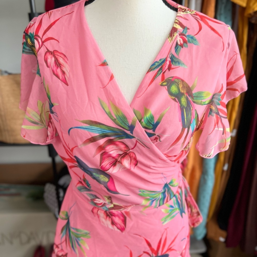 Pink Flutter-Sleeve Wrap Top - Sweet Pea size M - Picture 3 of 9